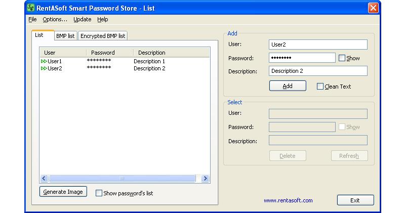 Image of Main Window - Create Password List